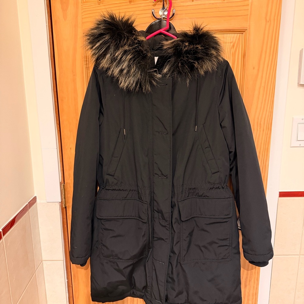 Faux fur hooded park winter jacket coat